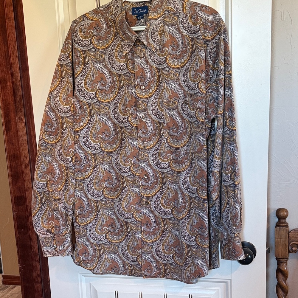 Paul Fredrick 100% Long Stapled Cotton Paisley Long Sleeve Shirt Very Good Cond